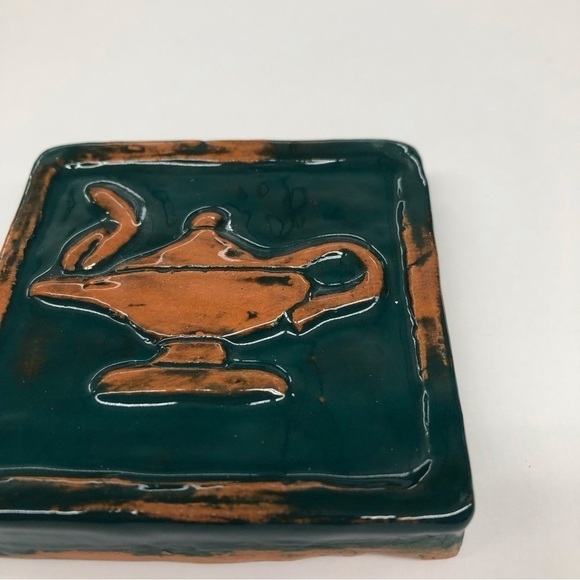 Handmade Ceramic Tile: Jade  Aladdin's Genie Lamp - Picture 2 of 2
